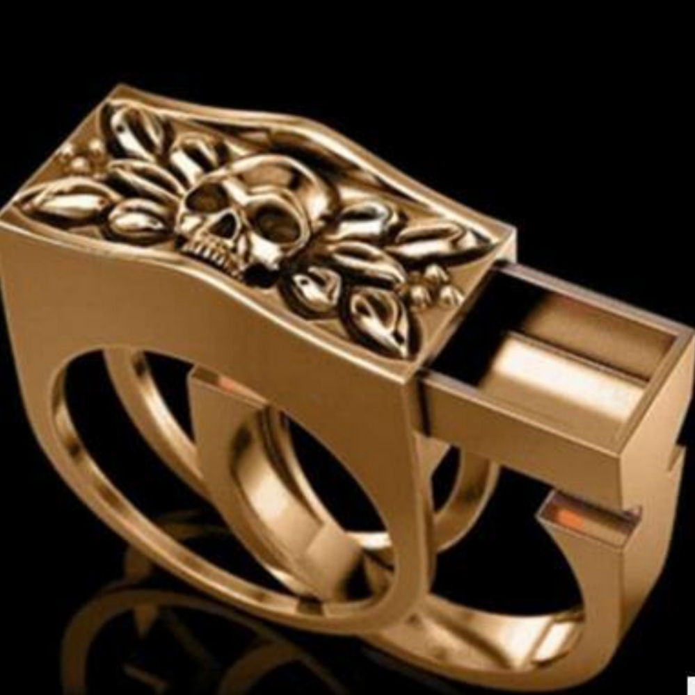 New Men's Rose Gold Skull Poison Ring.